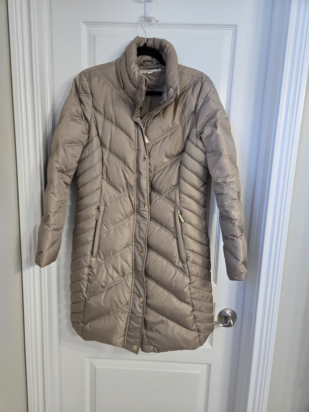 MICHAEL Michael Kors Taupe Quilted Long Puffer Coat